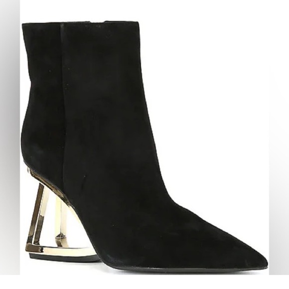 Gianni Bini Shoes - NWT Gianni Bini Harrison Suede Architectural Wedge Black Booties Sz 8,5